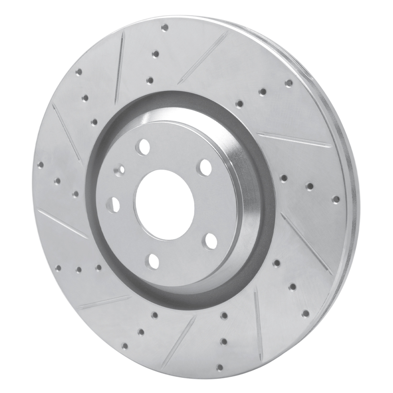Audi TTS Quattro Brake Rotor (1) - Front Left - R1 Concepts - Drilled & Slotted - Silver - `12-`15